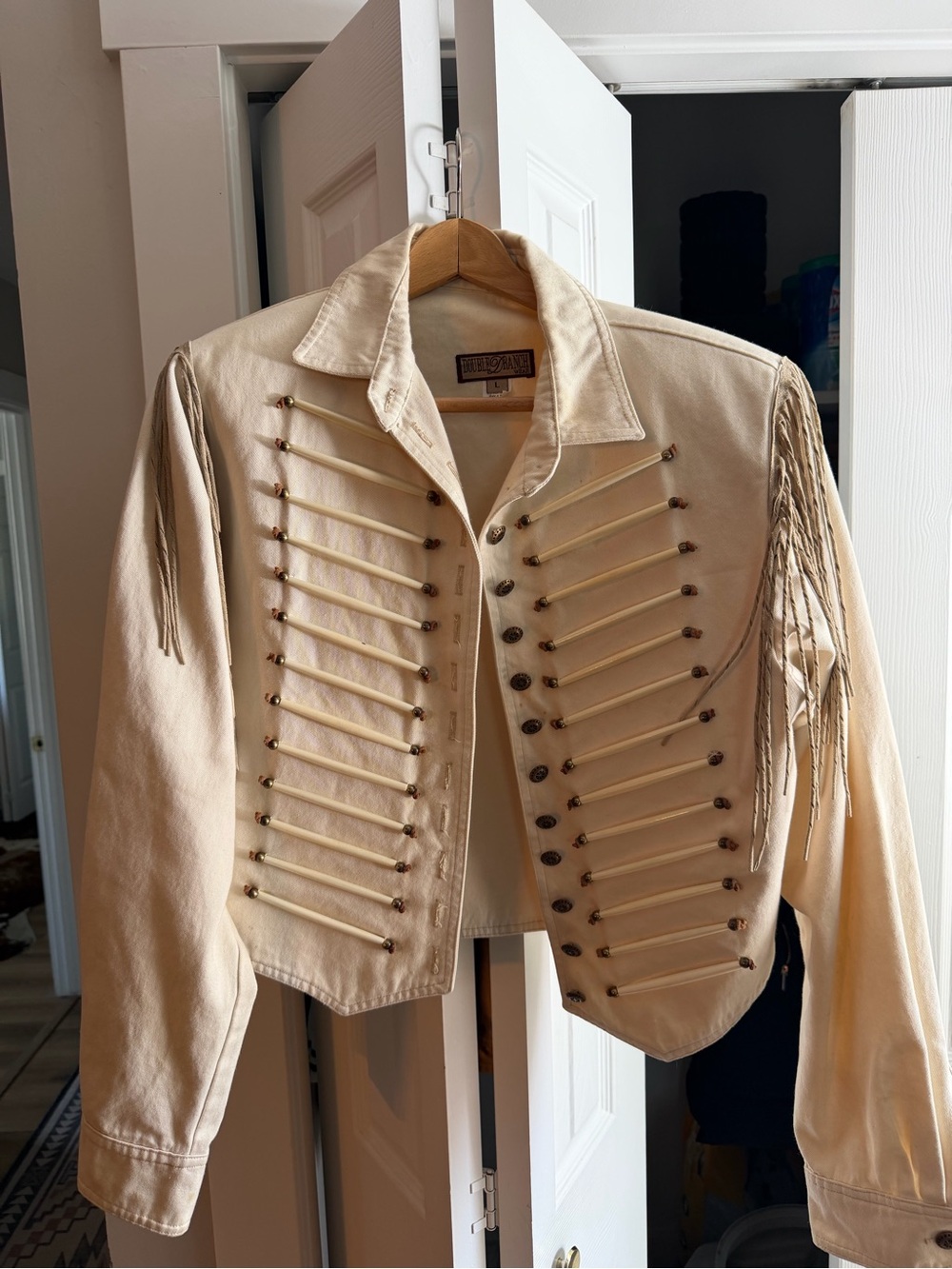 Double D Ranch Cream Fringe Military-Inspired Jacket w matching skirt